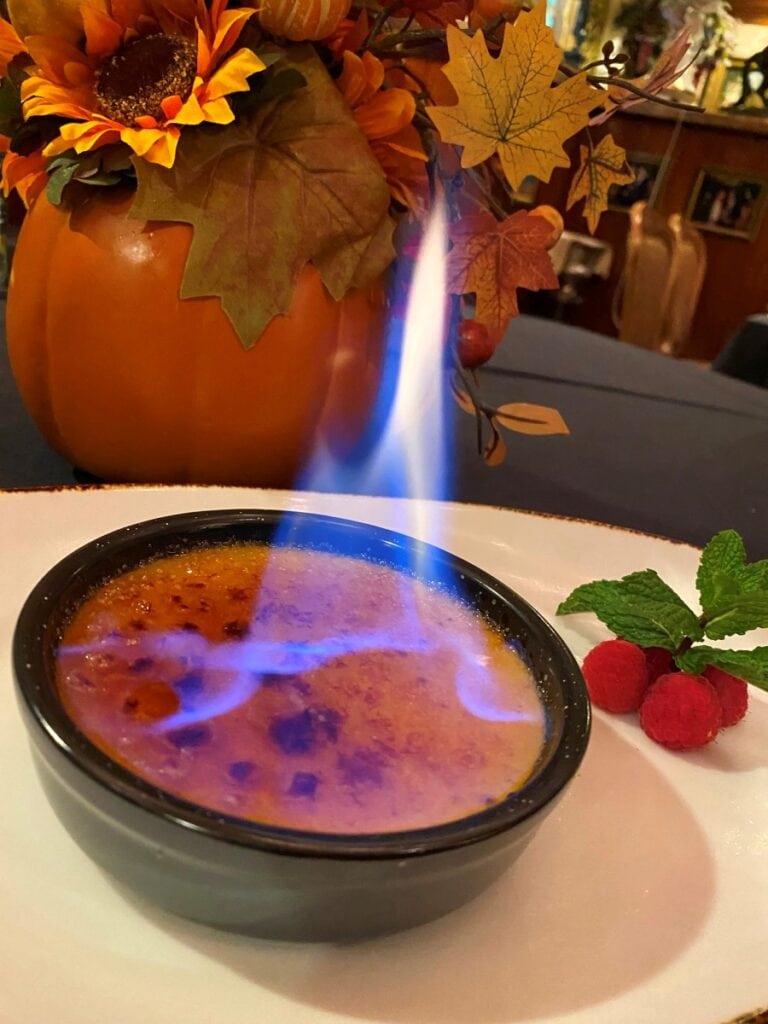 flaming creme brulee
