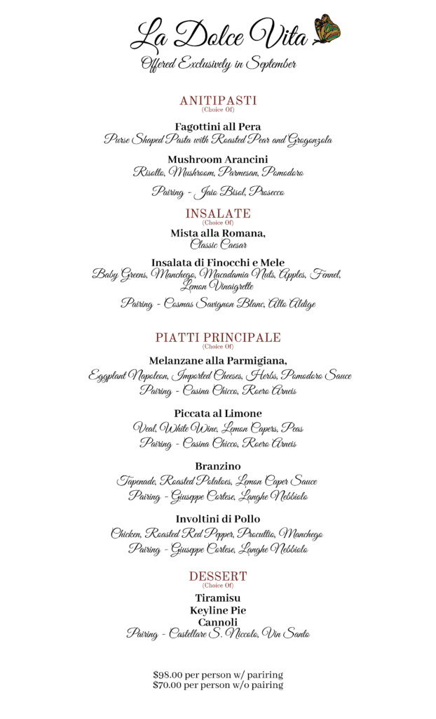 wine pairing summer menu christinis